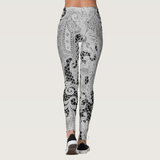 Leggings ANTIQUE LACE PATTERN SCHWARZ UND GRAU (Rückseite)