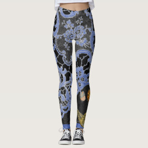 LEGGINGS-ANTIQUE-LEBERPATTER MIT SCHALTFLÄCHEN LEGGINGS
