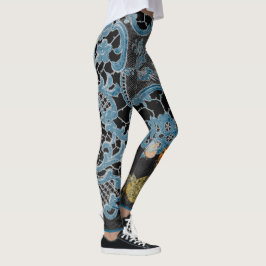 LEGGINGS-ANTIQUE-LEBERPATTER MIT SCHALTFLÄCHEN LEGGINGS