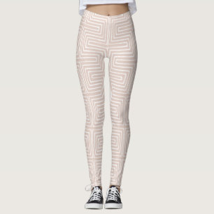 Leggings aus beigem und weißem Maze African Mud