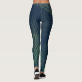 Leggings aus dunkelgrünem Palmblätterblättern - tr (Rückseite)