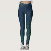 Leggings aus dunkelgrünem Palmblätterblättern - tr (Vorderseite)