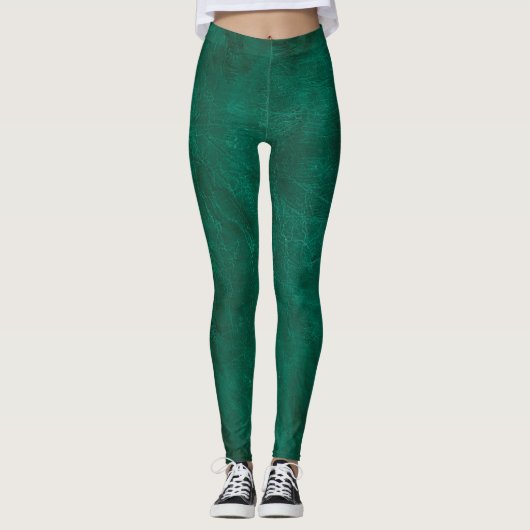 Leggings aus geschädigtem grünem Leder (Vorderseite)
