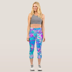 Leggings aus glänzendem, leicht blauer, flüssigem