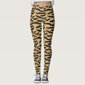 Leggings aus Gold und Black Tiger Print Animal Ski (Vorderseite)
