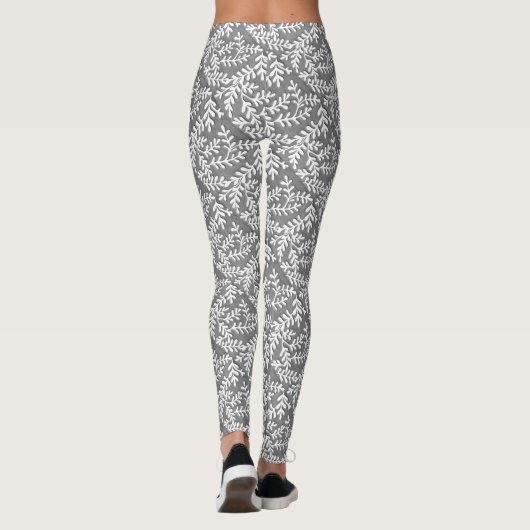 Leggings aus grauem und weißem Leaf (Rückseite)