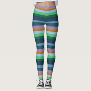 Leggings aus grünen, orangen, rosa und blauen Stre