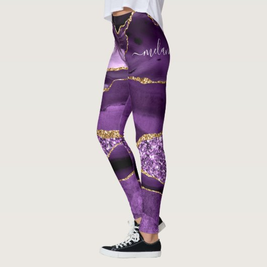 Leggings aus lila Gold Glitzer mit Individuelle Na (Links)