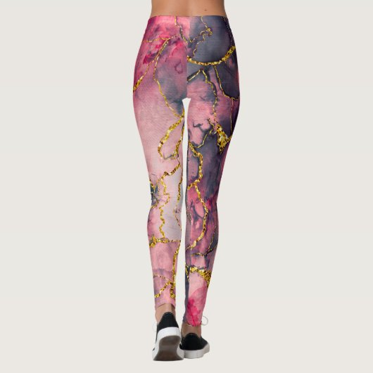 Leggings aus niedlich rosa Marmor (Rückseite)