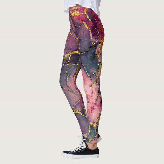Leggings aus niedlich rosa Marmor (Links)