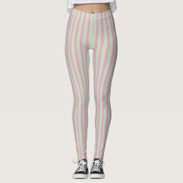 Leggings aus rosa und grünen Streifen