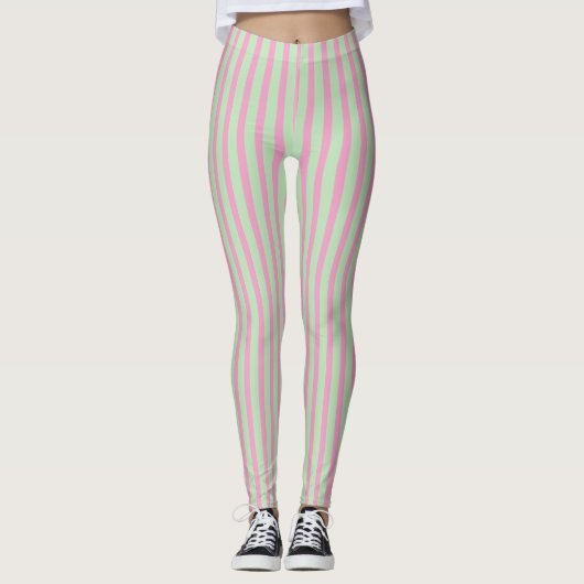 Leggings aus rosa und grünen Streifen (Vorderseite)