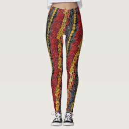 Leggings aus Rot-Gelb-Schwarz-Snakeskin