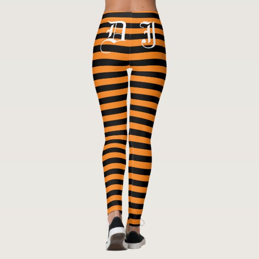 Leggings aus schwarz-orangefarbenem Halloween-Part (Rückseite)