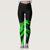Leggings aus schwarzem und grünem Neonkalk (Vorderseite)