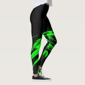 Leggings aus schwarzem und grünem Neonkalk (Rechts)