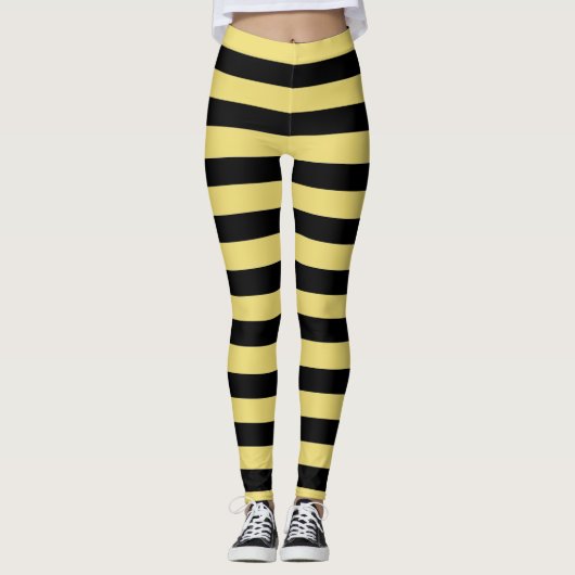 Leggings aus schwarzen und gelben Streifen (Vorderseite)