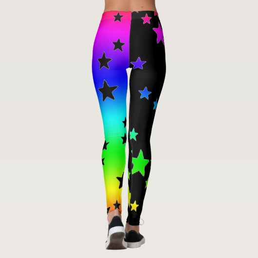 Leggings aus schwarzen und Regenbogenfarben (Rückseite)