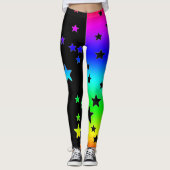 Leggings aus schwarzen und Regenbogenfarben (Vorderseite)