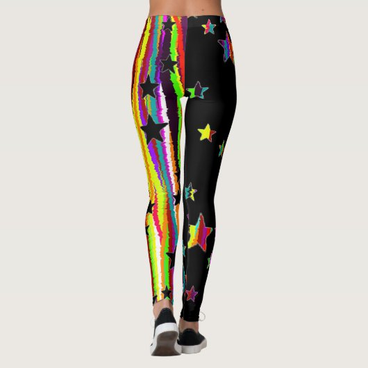 Leggings aus schwarzen und Regenbogenfarben (Rückseite)