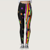Leggings aus schwarzen und Regenbogenfarben (Vorderseite)