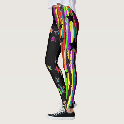 Leggings aus schwarzen und Regenbogenfarben (Links)
