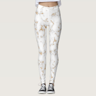 Leggings aus weißem und goldfarbenem Marmor