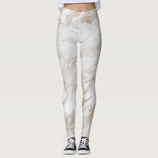Leggings aus weißem und goldmarmor (Vorderseite)