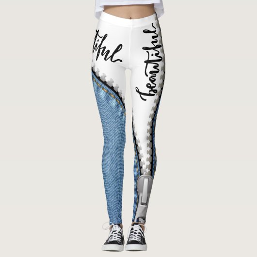 leggings blanco con azul jeans (Vorderseite)