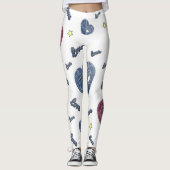 Leggings blanco con corazones de azul jeans (Vorderseite)