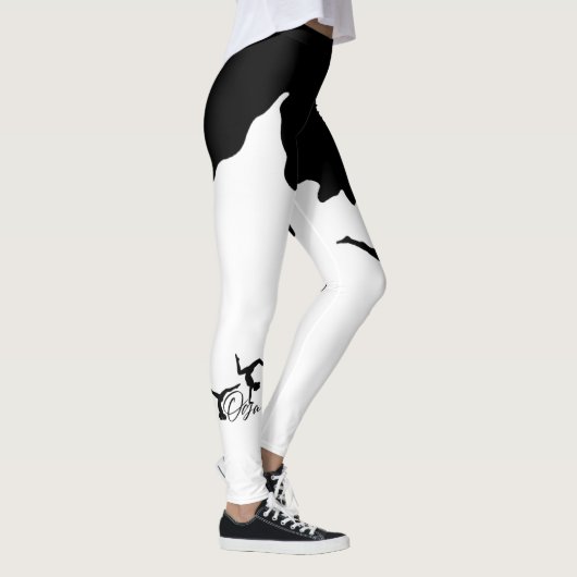 Leggings blanco con corte de negro para  yoga (Rechts)