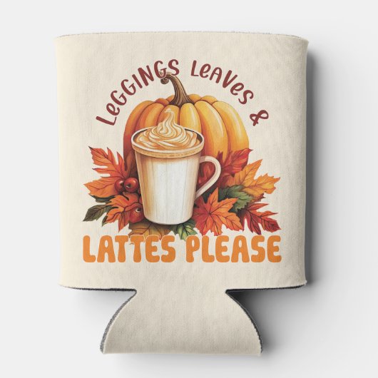 Leggings, Blätter & Latten Bitte - Fall ästhetisch Dosenkühler (Rückseite)