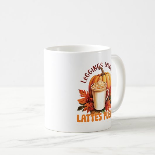 Leggings, Blätter & Latten Bitte - Fall ästhetisch Kaffeetasse (VorderseiteRechts)