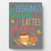 Leggings Blätter Lattes Bitte glücklich fallen Fotoplatte (Vorderseite)