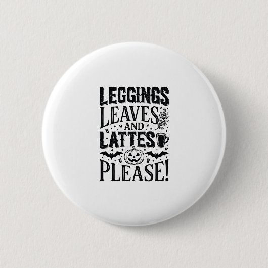 Leggings Blätter Lattes Halloween Herbst Kaffee De Button (Vorderseite)