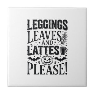 Leggings Blätter Lattes Halloween Herbst Kaffee De Fliese