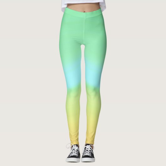 Leggings ~ Blau, Grün und Gelb (Vorderseite)