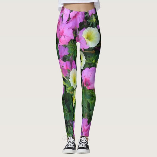 Leggings Blume in Rosa und Gelb (Vorderseite)