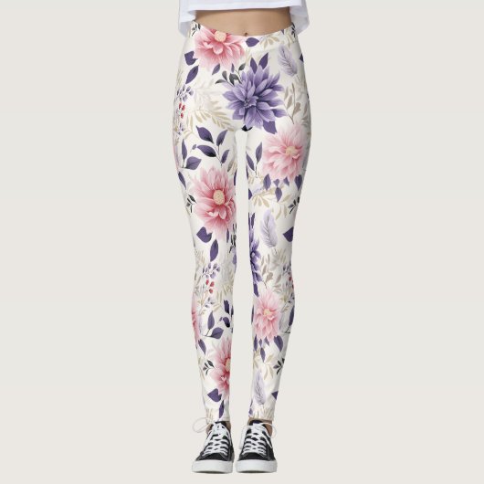 LEGGINGS - Blume von Rosa und Blau (Vorderseite)