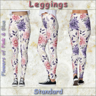 LEGGINGS - Blumen in Rosa und Blau