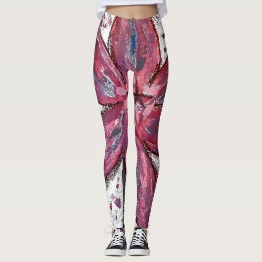 Leggings Blütenperpul und Magenta (Vorderseite)
