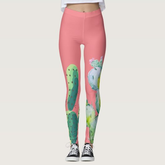 Leggings Bohemisch Kakteen Sukkulents Desser (Vorderseite)