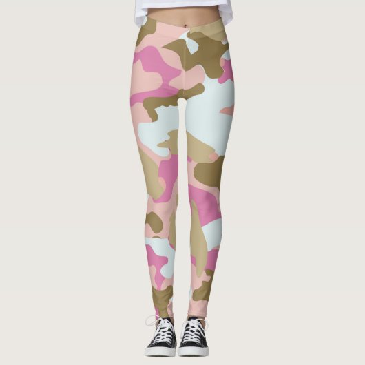 Leggings Camouflage Rosa und Khaki (Vorderseite)