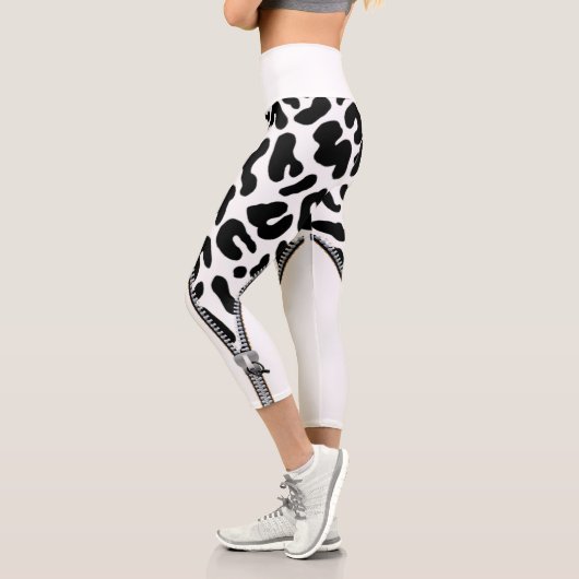 Leggings Capri  de leopardo en blanco y negro (Links)