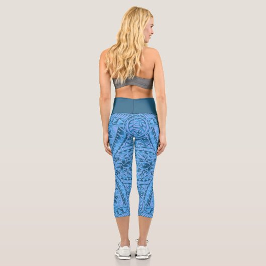 Leggings Capri, groß/Tribal/Ölblau (Rückseite)