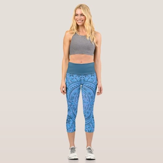 Leggings Capri, groß/Tribal/Ölblau (Vorderseite)