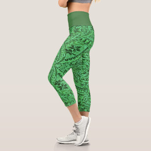 Leggings Capri Große/Tribal/Grün