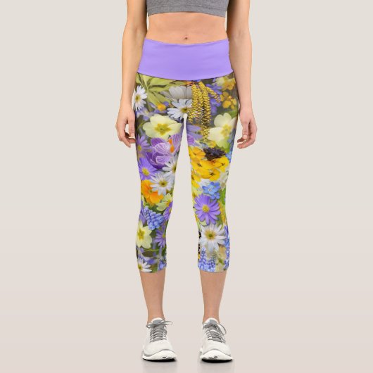 LEGGINGS CAPRI STIL - "Blumengarten" (Vorderseite)