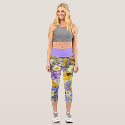 LEGGINGS CAPRI STIL - "Blumengarten" (Vorderseite)