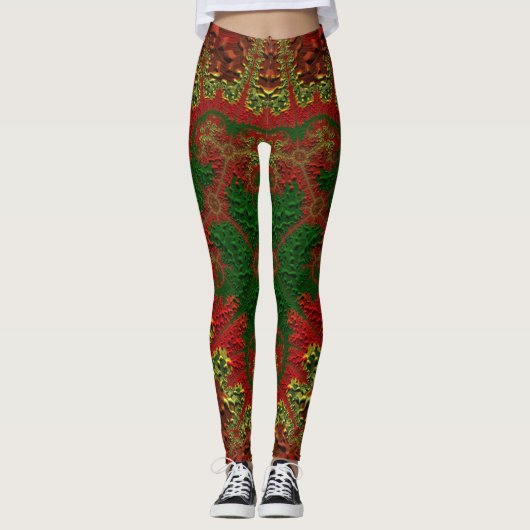 Leggings ~ Christmas Red Gold und Green (Vorderseite)